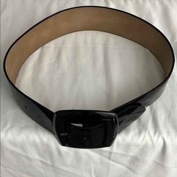 Ann Taylor Paten Leather Black Belt. Size XS. Measures 36”. Gently worn. - Picture 4 of 8